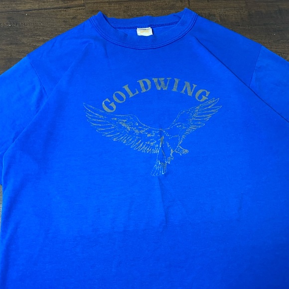 Vintage 1990s Honda Goldwing Faded Blue Shirt - Picture 3 of 10